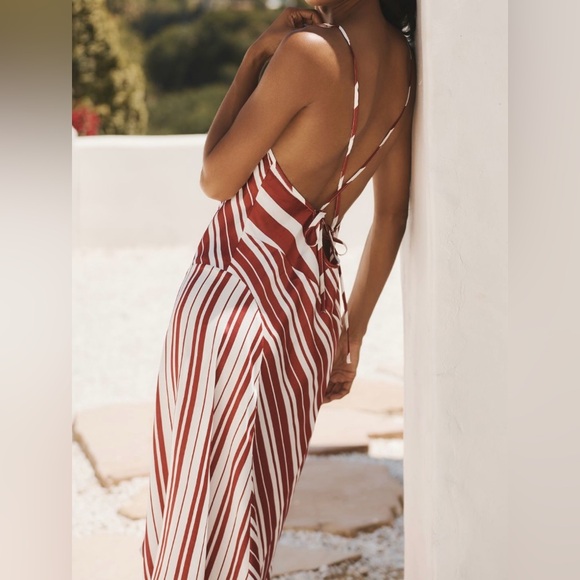 Anthropologie Sleeveless Asymmetrical Tie-Back Maxi Dress, Size M - Picture 4 of 10